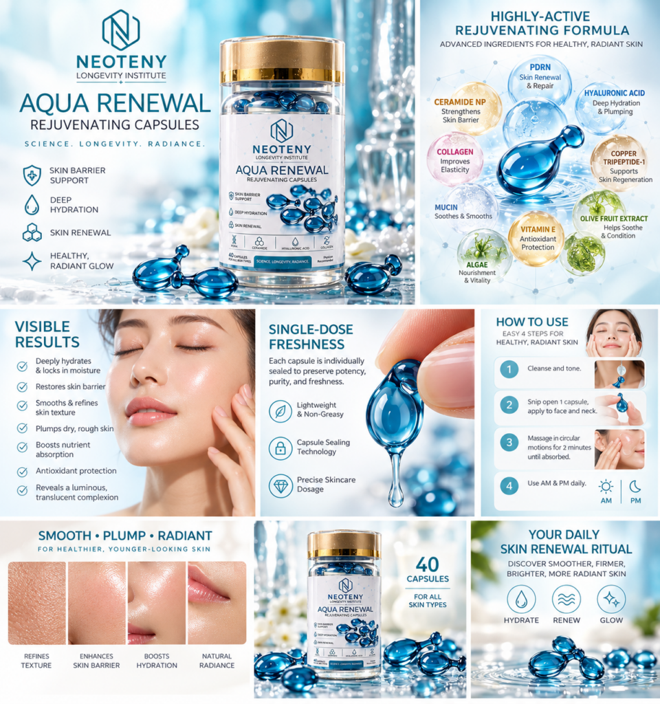 Neoteny Aqua Renewal Skincare Collage